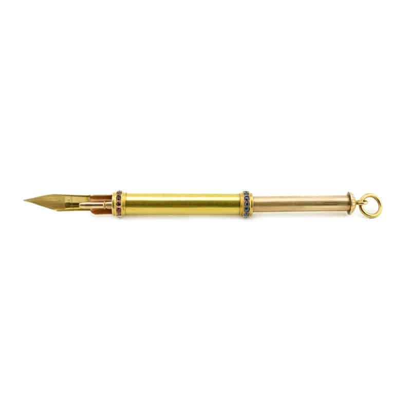 Faberge gold, ruby and sapphire retractible combination pencil/pen, Alfred Thielemann - Image 6