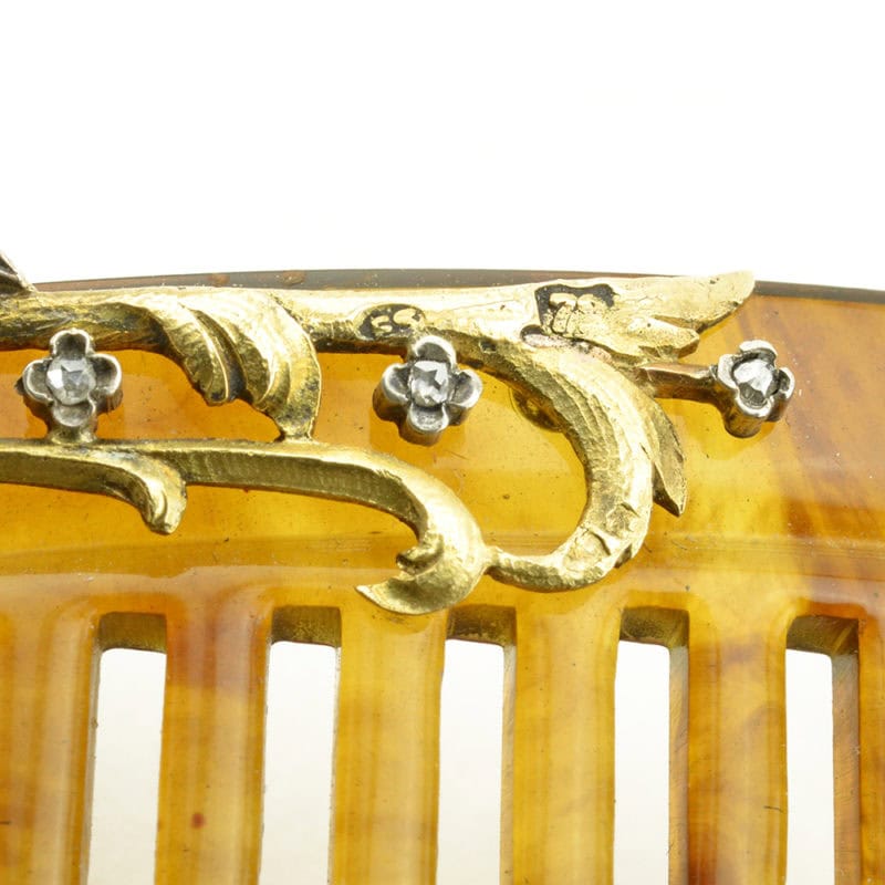 Fabergé diamond-set tortoise shell hair comb - Image 4