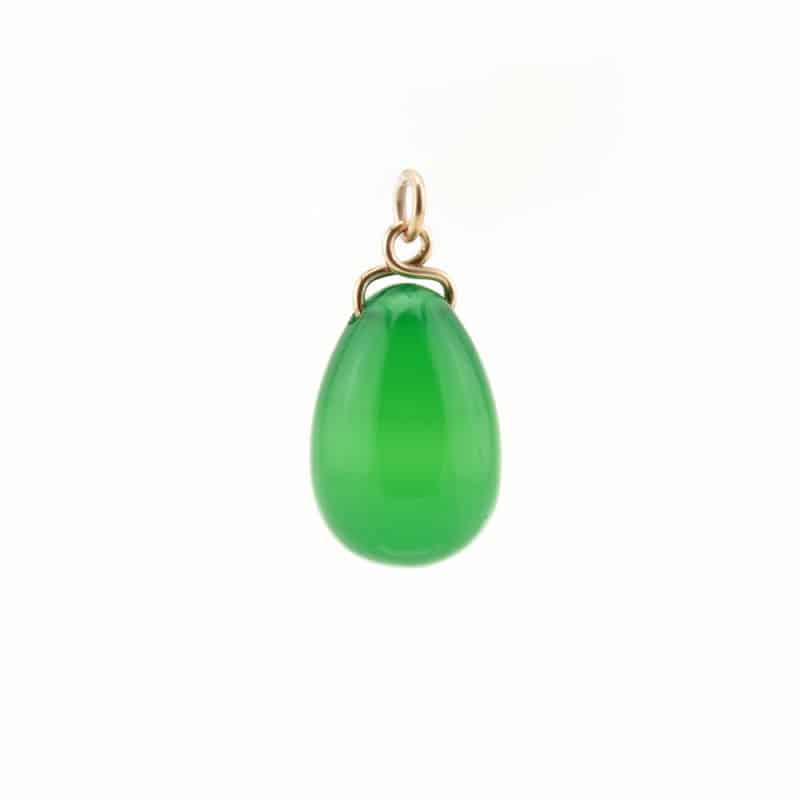 A Russian Silver and Chalcedony Miniature Pendant Egg