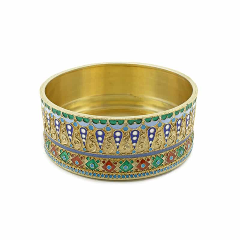 A Russian Silver Gilt, Cloisonne and Plique-a-jour Enamel Box, Ovchinnikov - Image 4