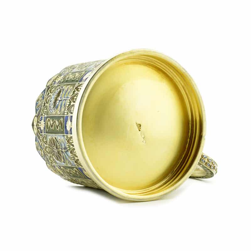 A Faberge Silver and Shaded Cloisonne Enamel Tea Glass Holder - Image 6