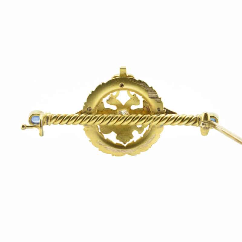 Faberge Gold, Diamond and Sapphire Imperial Presentation Brooch, Alfred Thielemann - Image 6