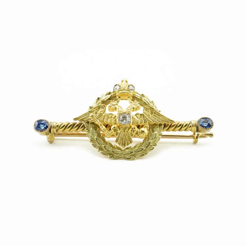 Faberge Gold, Diamond and Sapphire Imperial Presentation Brooch, Alfred Thielemann - Image 3