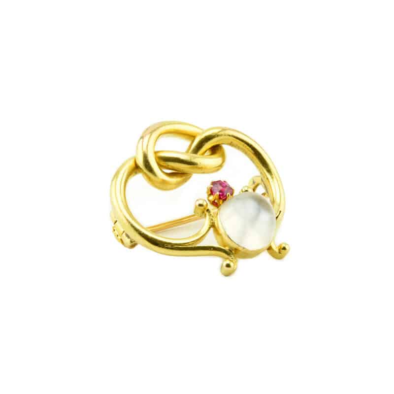 Faberge Gold, Moonstone and Sapphire Brooch - Image 2