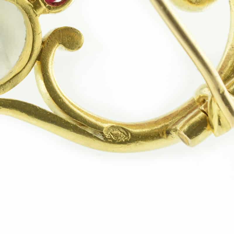Faberge Gold, Moonstone and Sapphire Brooch - Image 5