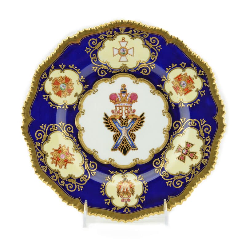 A rare porcelain dinner plate from The Tsar Nicholas Service, Coalport Factory