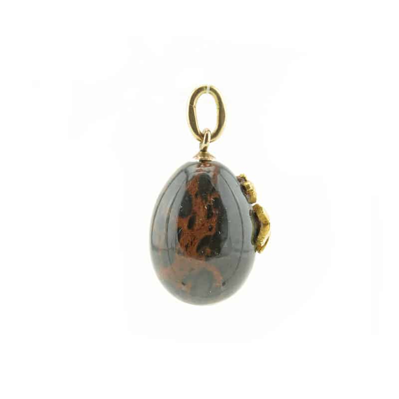A Faberge Gold and Brown Jasper Miniature Pendant Egg - Image 2