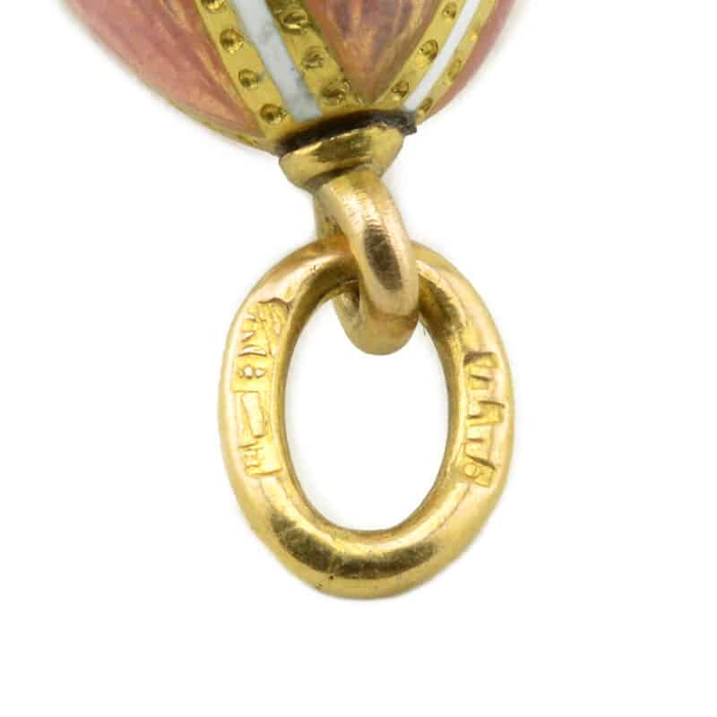 A Faberge gold, diamond, enamel and bowenite miniature pendant egg, Henrik Wigstrom - Image 5