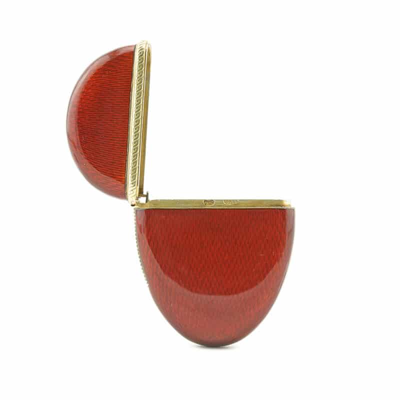 A Faberge Enamel and Silver Vesta Case Contained in it's Original Wooden Case - Image 6