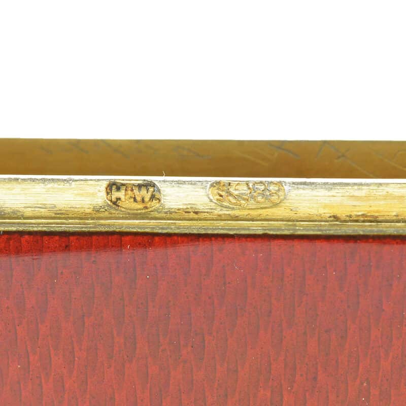 A Faberge Enamel and Silver Vesta Case Contained in it's Original Wooden Case - Image 9
