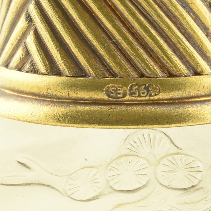 Faberge Gold, Pearl, Jeweled and Carved Smoky Quartz Scent Bottle, Workmaster Eduard Schramm - Image 9