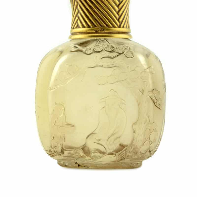 Faberge Gold, Pearl, Jeweled and Carved Smoky Quartz Scent Bottle, Workmaster Eduard Schramm - Image 2