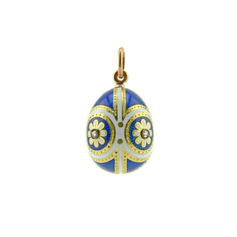 Faberge Diamond, Gold and Enamel Miniature Pendant Easter Egg, Michael Perchin - Image 2