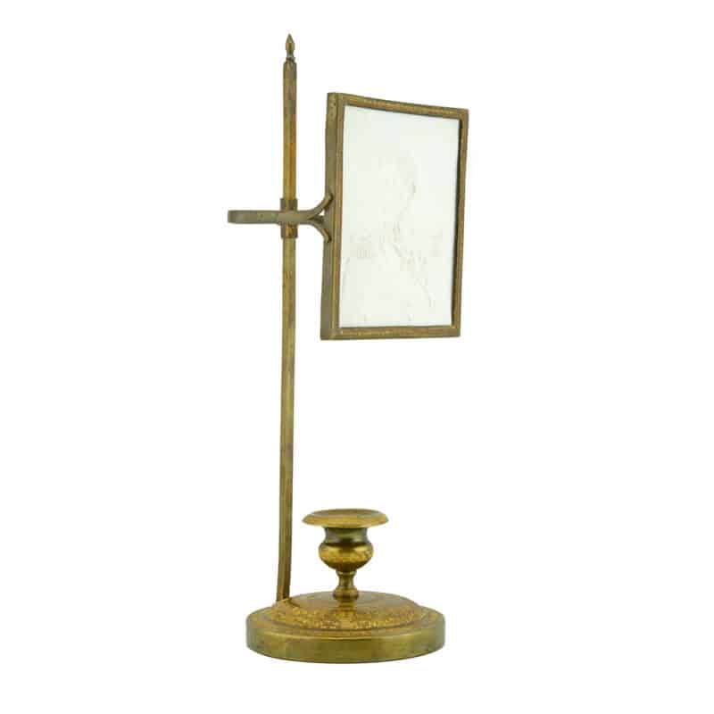 An Exquisite Russian Gilded Bronze Candlestick with a Lithophane Screen Depicting Portrait of Tsar Nicholas I - Image 5