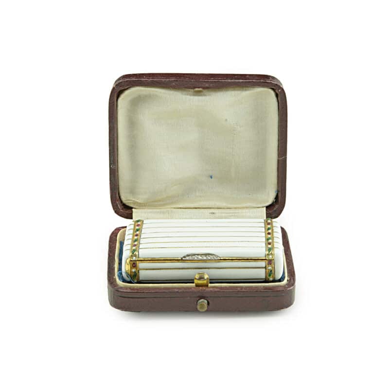 A Faberge Silver, Enamel and Diamond Vesta Case, Henrik Wigstrom - Image 2