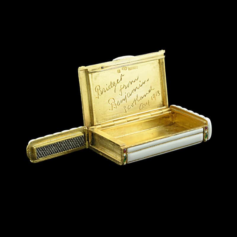 A Faberge Silver, Enamel and Diamond Vesta Case, Henrik Wigstrom - Image 6