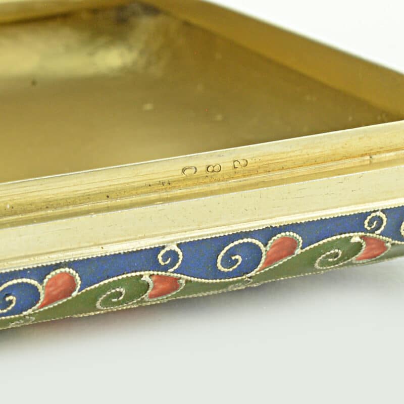 Faberge Gilded Silver and Enamel Cigarette Case, Feodor Ruckert - Image 11