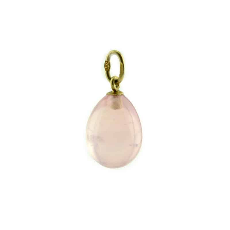 A Faberge Silver and Pink Quartz Miniature Pendant Easter Egg