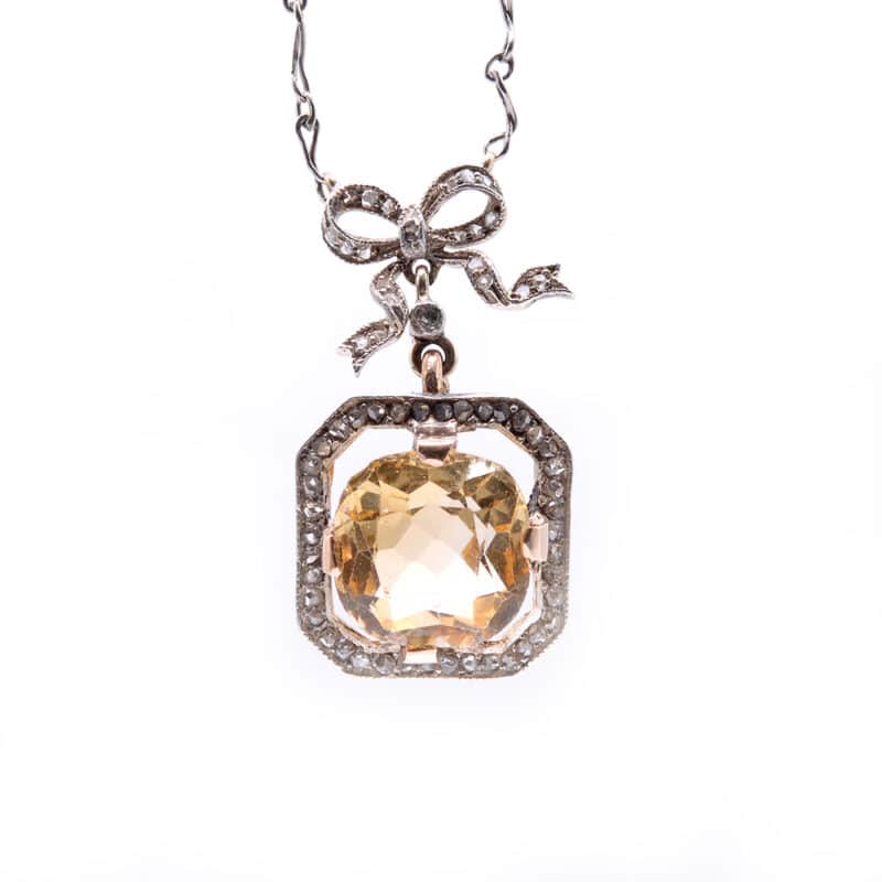 Faberge Silver, Gold, Diamond and Citrine Pendant Necklace, Alfred Thielemann