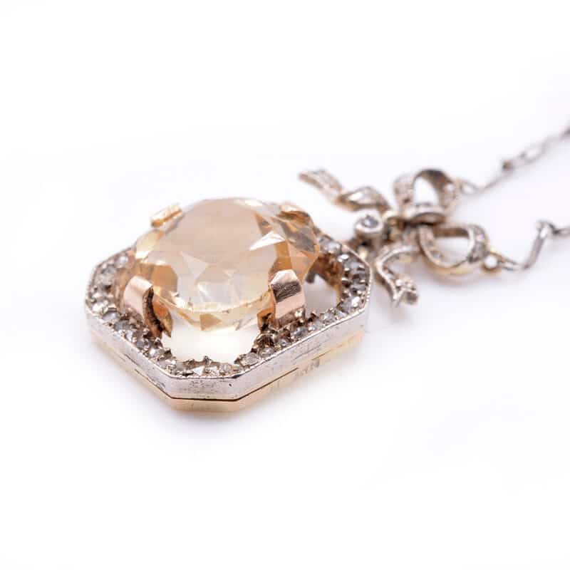 Faberge Silver, Gold, Diamond and Citrine Pendant Necklace, Alfred Thielemann - Image 3