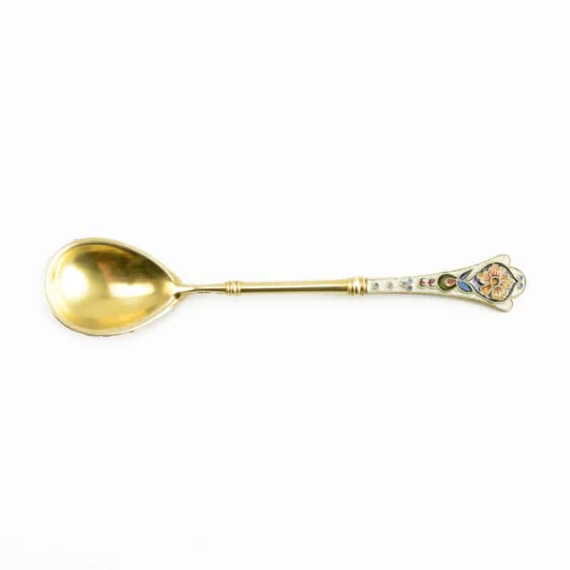 A Fabergé silver gilt & shaded cloisonné enamel demitasse spoon by Feodor Rückert - Image 3