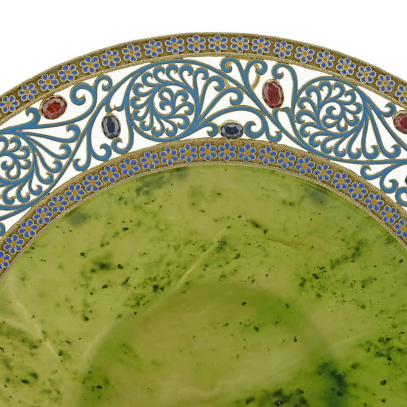 Russian Silver, Enamel, Gemstone and Nephrite plate - Image 2