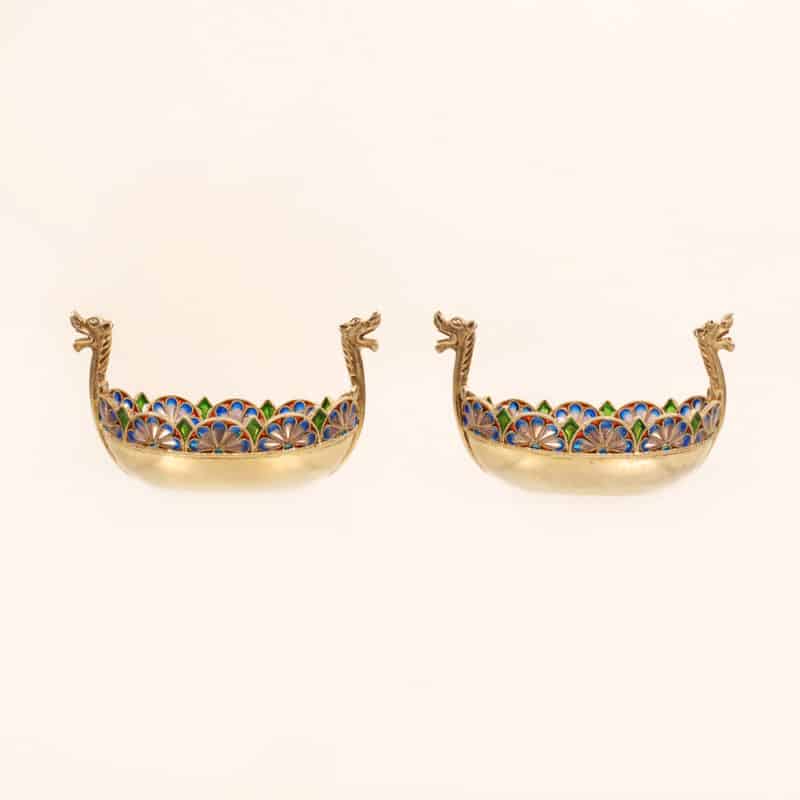 David Andersen Viking boat plique-à-jour enamel open salts