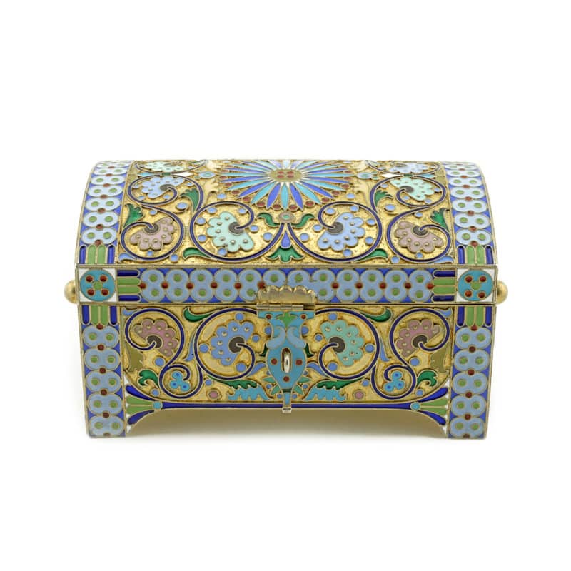 Antique Russian Ovchinnikov Enamel Casket