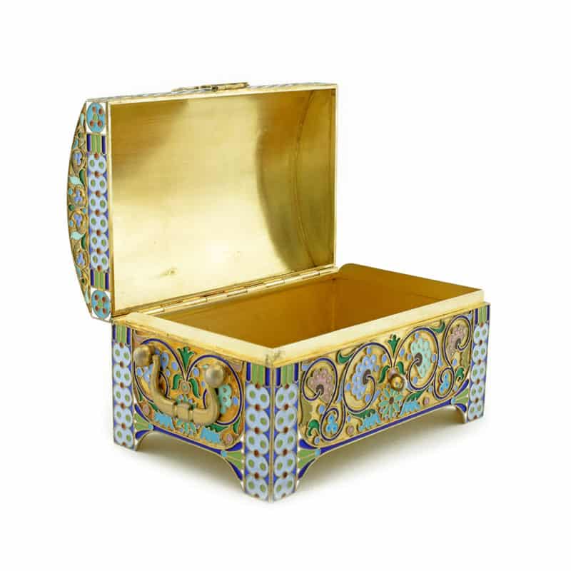Antique Russian Ovchinnikov Enamel Casket - Image 6