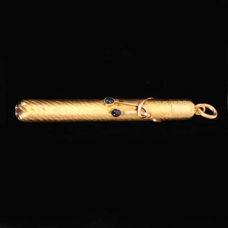 A Russian jeweled two-color gold retractable pencil by Nicholls & Plincke in original fitted box