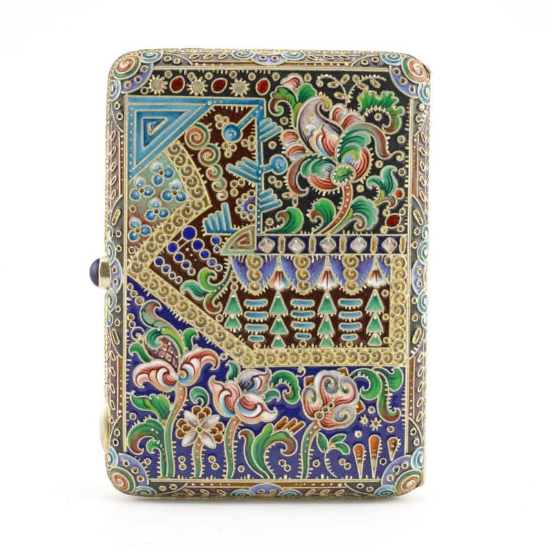 Russian shaded cloisonné enamel cigarette case by Varvara Baladanova - Image 4