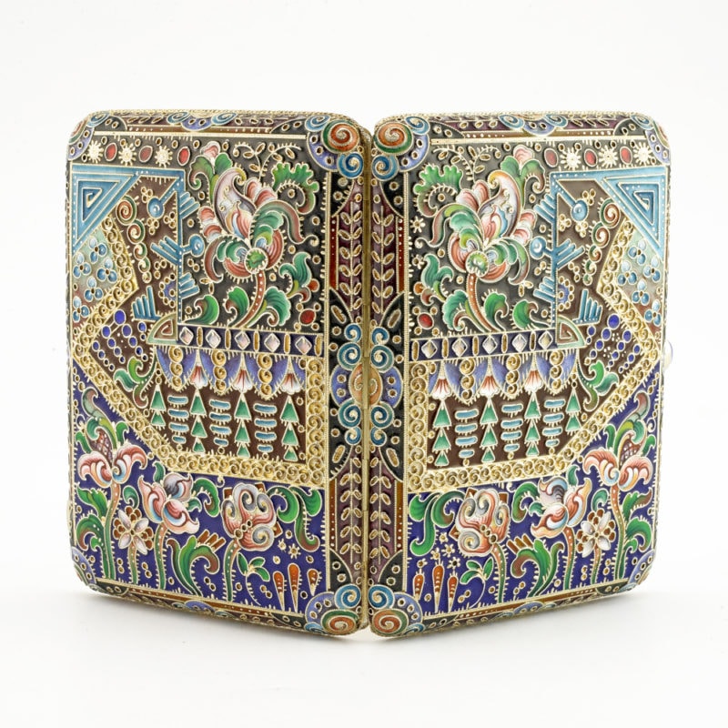 Russian shaded cloisonné enamel cigarette case by Varvara Baladanova - Image 5