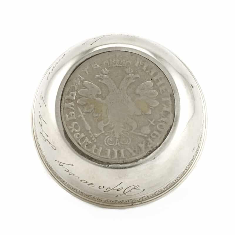 Russian Silver Bowl with Peter the Great Coin - Image 6