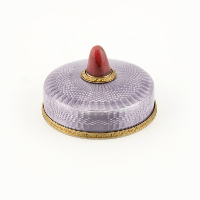 A Fabergé guilloché enamel & carved rhodonite bell push