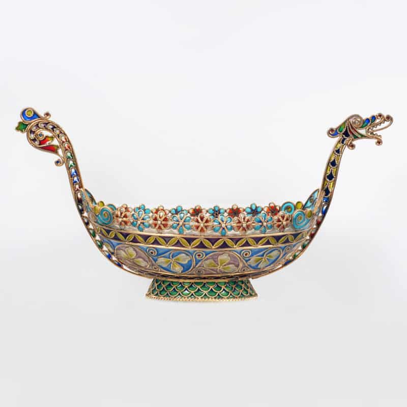 A Norwegian gilded silver & plique-à-jour enamel bowl