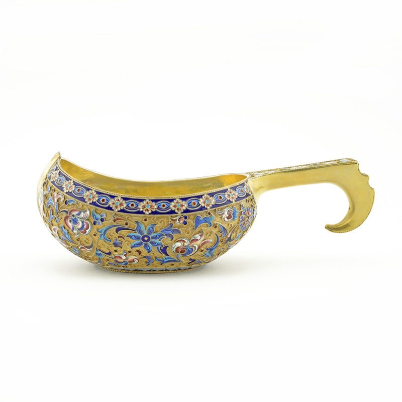 Russian Silver Gilt Enamel Kovsh