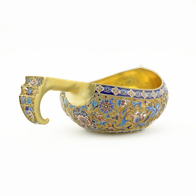 Russian Silver Gilt Enamel Kovsh - Image 3