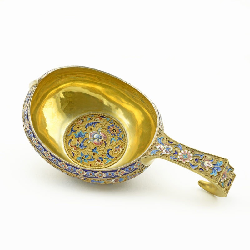 Russian Silver Gilt Enamel Kovsh - Image 4