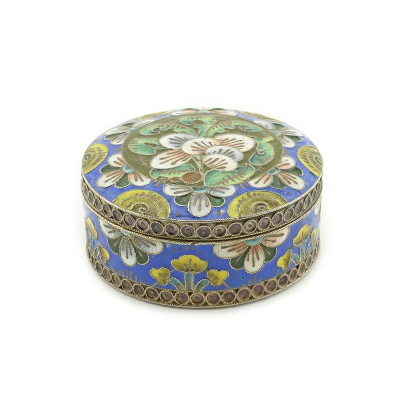 Russian shaded cloisonné enamel pillbox