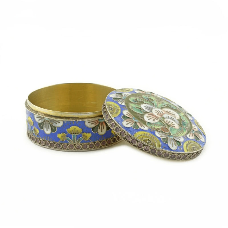Russian shaded cloisonné enamel pillbox - Image 3