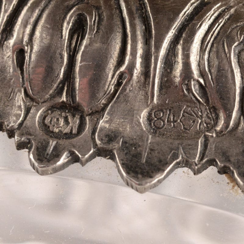 Faberge silver-mounted cut lead glass inkwell - Image 5