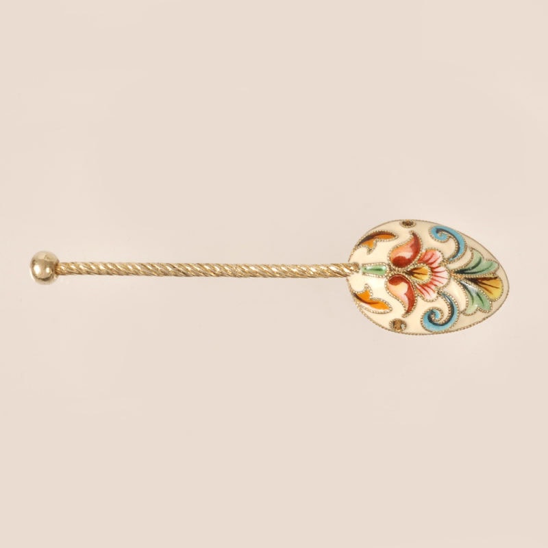 Feodor Rückert shaded cloisonné enamel open salt with spoon - Image 5