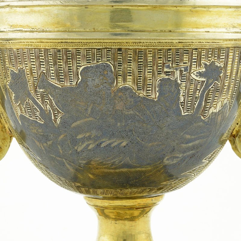 An extremely rare gilded silver & niello covered Imperial salt dated 1801 - Image 6
