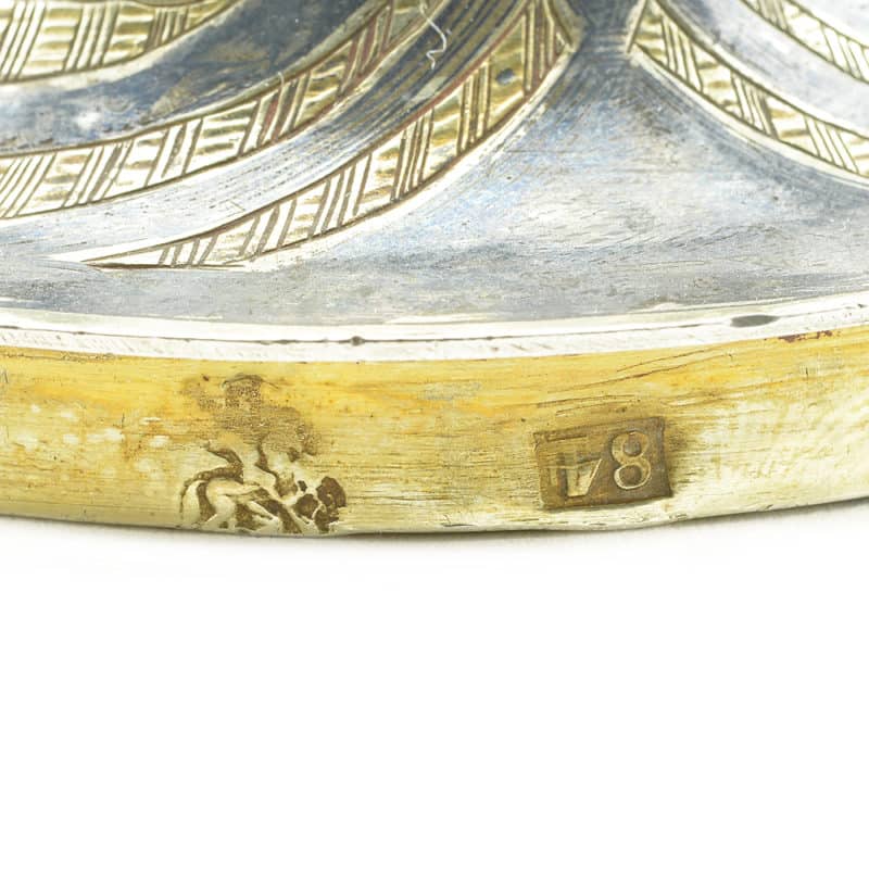 An extremely rare gilded silver & niello covered Imperial salt dated 1801 - Image 12