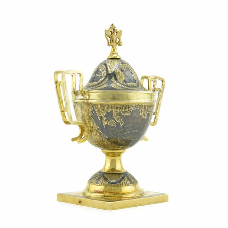 An extremely rare gilded silver & niello covered Imperial salt dated 1801 - Image 3