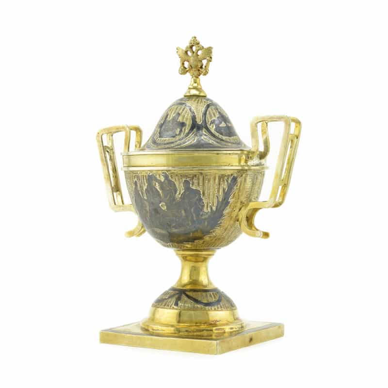 An extremely rare gilded silver & niello covered Imperial salt dated 1801 - Image 4