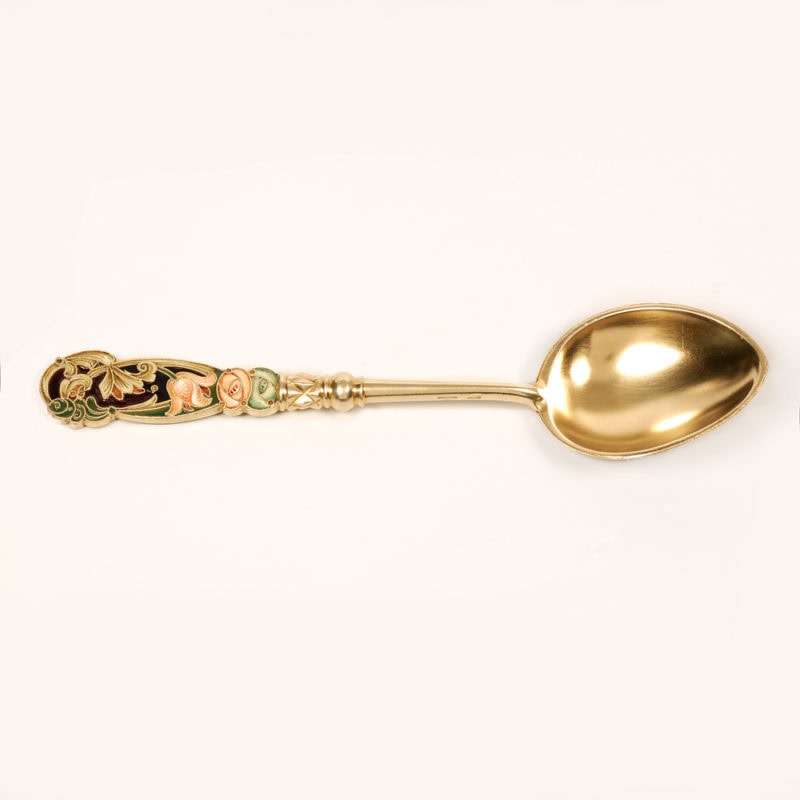 Fabergé Pan-Slavic cloisonné & plique-à-jour enamel spoon - Image 3