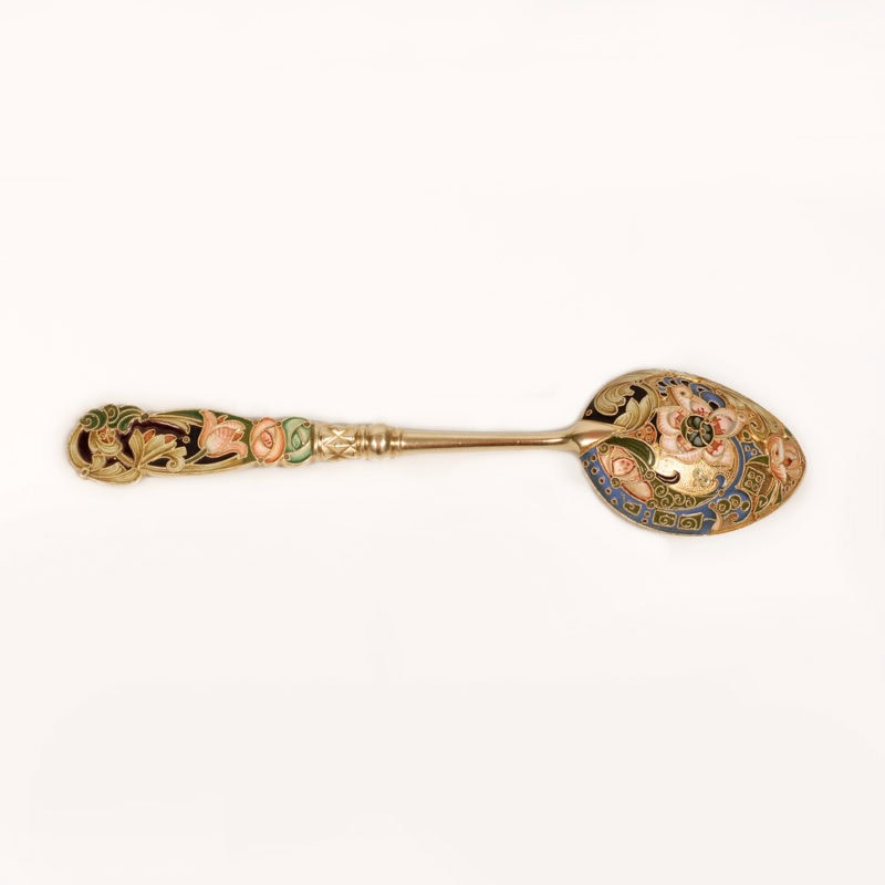 Fabergé Pan-Slavic cloisonné & plique-à-jour enamel spoon - Image 2