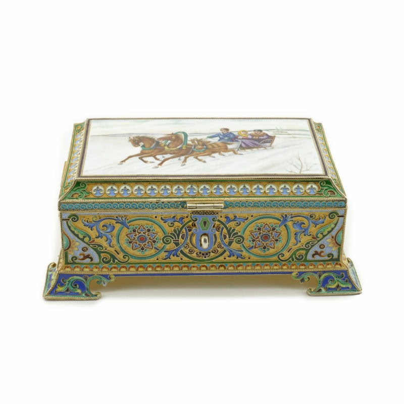 11th Artel Gilded Silver and Pictorial Enamel Casket