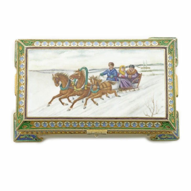 11th Artel Gilded Silver and Pictorial Enamel Casket - Image 2